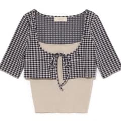 andmary Ava gingham check tops navyのサムネイル