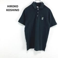 Hiroko Koshino [M] Short-Sleeved Polo Shirt with Embroidered Logo, Collared Top, Sportswear