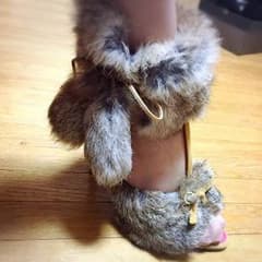 ミカ様専用   リアルファー   サンダル  23.5㎝のサムネイル