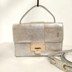 JIMMY CHOO ショルダーバッグ 2way レザー シルバー フラップ - メルカリ