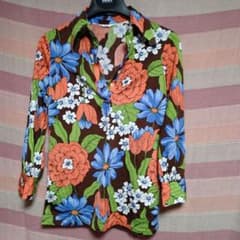 難あり　レトロ　サイケ　ポリエステル　シャツ