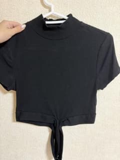 ambiance 半袖 リブ ハイネック Tシャツ ブラック Mのサムネイル