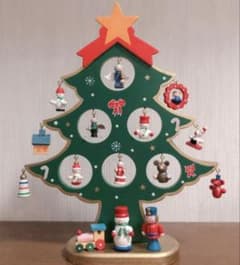 木製 クリスマスツリー オーナメント付き　卓上タイプのサムネイル