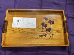 秋田　銘木長手盆尺5  桜皮　貝入　新つたのサムネイル