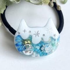 No.624 レジンヘアゴム☆ドライフラワー♡Xmasねこちゃん - メルカリ