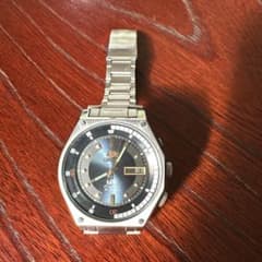 ORIENT 自動巻き時計 青文字盤 skクリスタル ヴィンテージ 極美品 