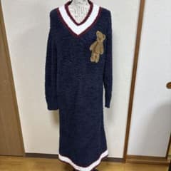 【人気】ジャラートピケ　ベア刺繍　ルームウェア　ワンピース　フリーサイズのサムネイル