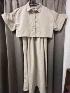 armonia シャツワンピース ベージュ 半袖 ロング丈 FREE