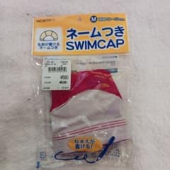 【新品未使用】ネームつき SWIMCAP 水泳帽 Mサイズ 赤のサムネイル