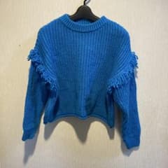 YN♡71さま専用 ZARA フリンジ付き青セーター 11-12歳のサムネイル