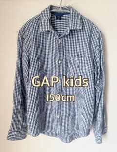 GAP kids ダブルガーゼ チェック柄長袖シャツ 150cm ギャップのサムネイル
