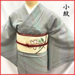 409mk61☆小紋 鮫柄 縦縞 よろけ縞 青 青緑☆美品 - メルカリ