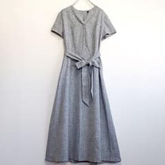 UNTITLED さらっと着られる 洗える 麻調スラブツイル フレアワンピース