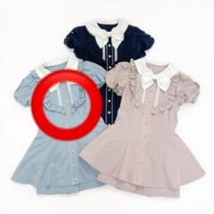 Secret Honey ヨークフリルパール襟セットアップ　水色のサムネイル