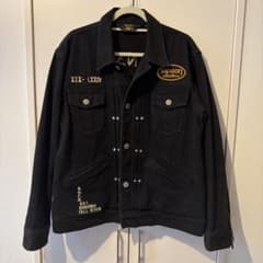 Vanson 背中刺繍加工　ブラック デニムジャケット　コットンXLサイズのサムネイル