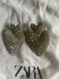 zaraラインストーンピアス　ハートのサムネイル