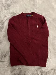 POLO RALPH LAUREN ワインレッド ケーブルニット XSのサムネイル
