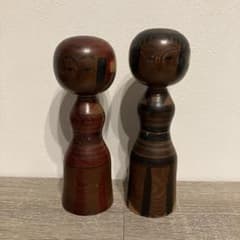 3F Yajiro-style Kokeshi dolls, set of 2, wooden, folk art, traditional craft, Showa retro.