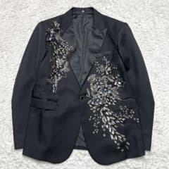 主役級】ビジュー花柄刺繍 メンズテーラードジャケット XXL ステージ