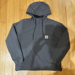 【美品】Carhartt ナイロンフーディジャケット グレー アノラックパーカー 美品】Carhartt ナイロンフーディジャケット グレー アノラック