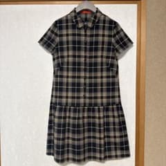 YORKLANDチェック柄 半袖 ワンピース 11号 ブラウン ブラック 美品