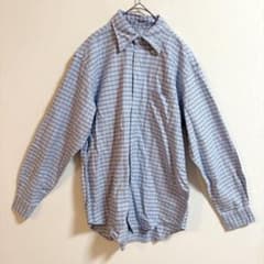 유니클로 UNIQLO 체크 긴팔 셔츠 M면 100% 블루 캐주얼