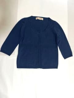 【クリーニング済/最高級品】マルニ カシミヤ100% カーディガン 40 紺のサムネイル