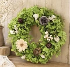 グリーン紫陽花のナチュラルリース - メルカリ