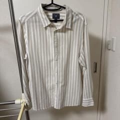 H&M ストライプ柄 長袖シャツ ベージュ Mサイズのサムネイル