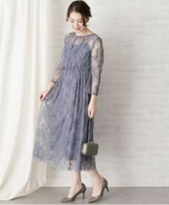URBAN RESEARCH ROSSO 配色レースミディドレスのサムネイル