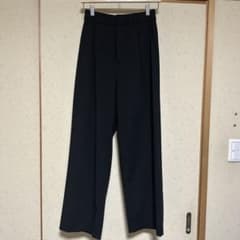 UNIQLO ユニクロ 黒 タックワイドパンツ レディース Mのサムネイル