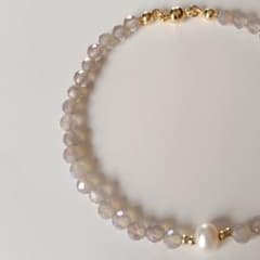 グレーオニキス(4mm)と淡水パールのブレスレットのサムネイル