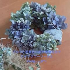 ブルーと若草色の秋色紫陽花のドライフラワーリ－スとswagꕤ.·*.✿ܓのサムネイル
