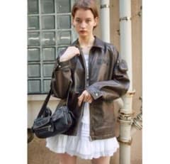 épine leather jacket brown epine - メルカリ