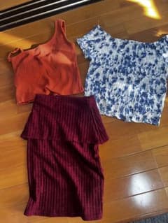オレンジ リブ編み タンクトップ　セットのサムネイル