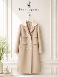 極美品　leur logetteパール装飾コート 日本製 上質素材 定価14万 極美品 leur logetteパール装飾コート 日本製 上質素材 定価14万