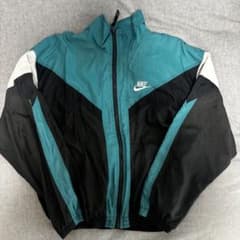 【希少配色】90s NIKE ナイロンジャケット エメラルドグリーン×黒のサムネイル