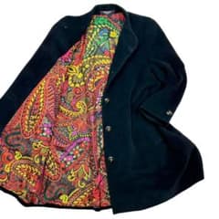 美品 】 レオナール チェスターコート アンゴラ ペイズリー 総柄