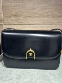 セリーヌ　CELINE レザー ショルダーバッグ 黒のサムネイル