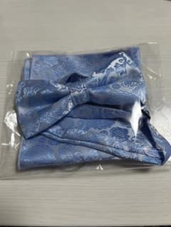 蝶ネクタイ・ポケットチーフ 水色 ペイズリー 挙式 新郎のサムネイル