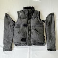 ミハラヤスヒロ ダメージ加工ダウンジャケット ホースハイド 