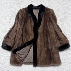 SAGA MINK サガミンク ファートリミング 毛皮コート ショールカラー