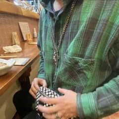 セントマイケル フランネル チェック シャツ グリーン L フェード加工 