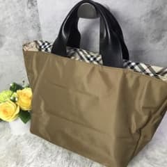 美品 Burberry ミニトート ハンドバッグ ノバチェック 舟形 ベージュ