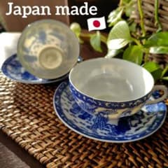 アンティーク　芸者透かし絵入り　ティーカップセット　エッグシェル 日本製アンティーク【カップ＆ソーサー】透かし芸者 エッグシェル 2客