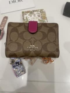 COACH 二つ折り財布 ブラウン/ピンクのサムネイル