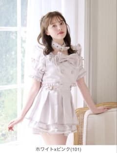 리즈리사 초커 트렌치 라이크 셋업 화이트×핑크