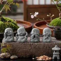 お地蔵様・地蔵菩薩・置き物・庭石・インテリア・縁起物 お地蔵さん 4体セット ミニ 置物 縁起物 守り神 和風 インテリア 人気