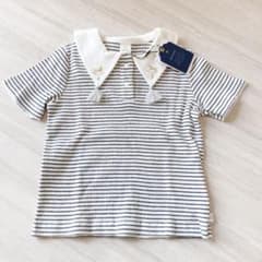 新品　タグ付きバースデイ Cottoli テレコセーラー襟ボーダートップス　90のサムネイル