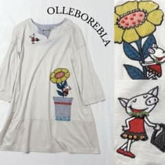 美品 OLLEBOREBLA ぶたさん 刺繍 ビジュー キーネック チュニック